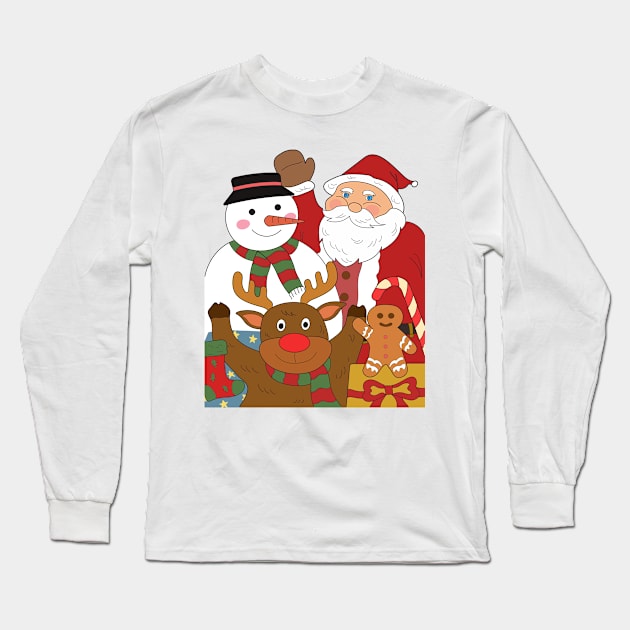 Christmas illustration cartoon drawing. Long Sleeve T-Shirt by Nalidsa